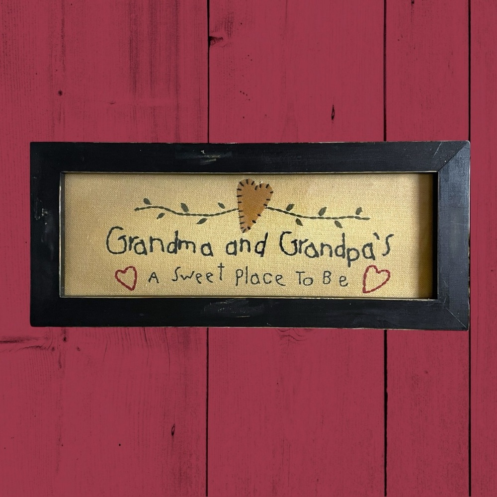 Grandma And Grandpa’s House Cute Americana Framed Whimsical Needlework Framed